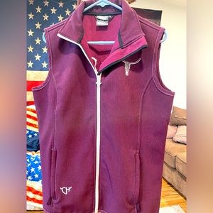Cowgirl hardware vest. Very rich pink, maroon longhorn vest. Never worn.